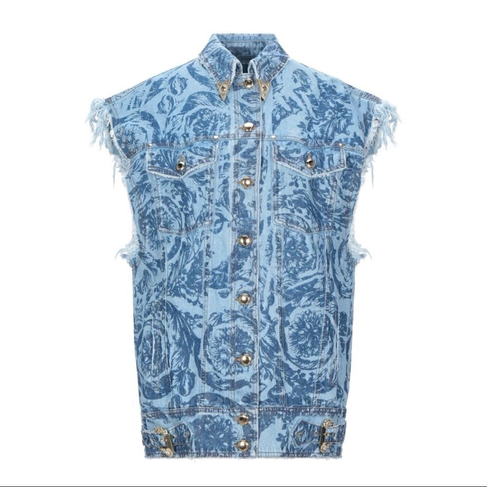 ⭕️ VERSACE JEANS Denim Vest Oversize Blue Jacket